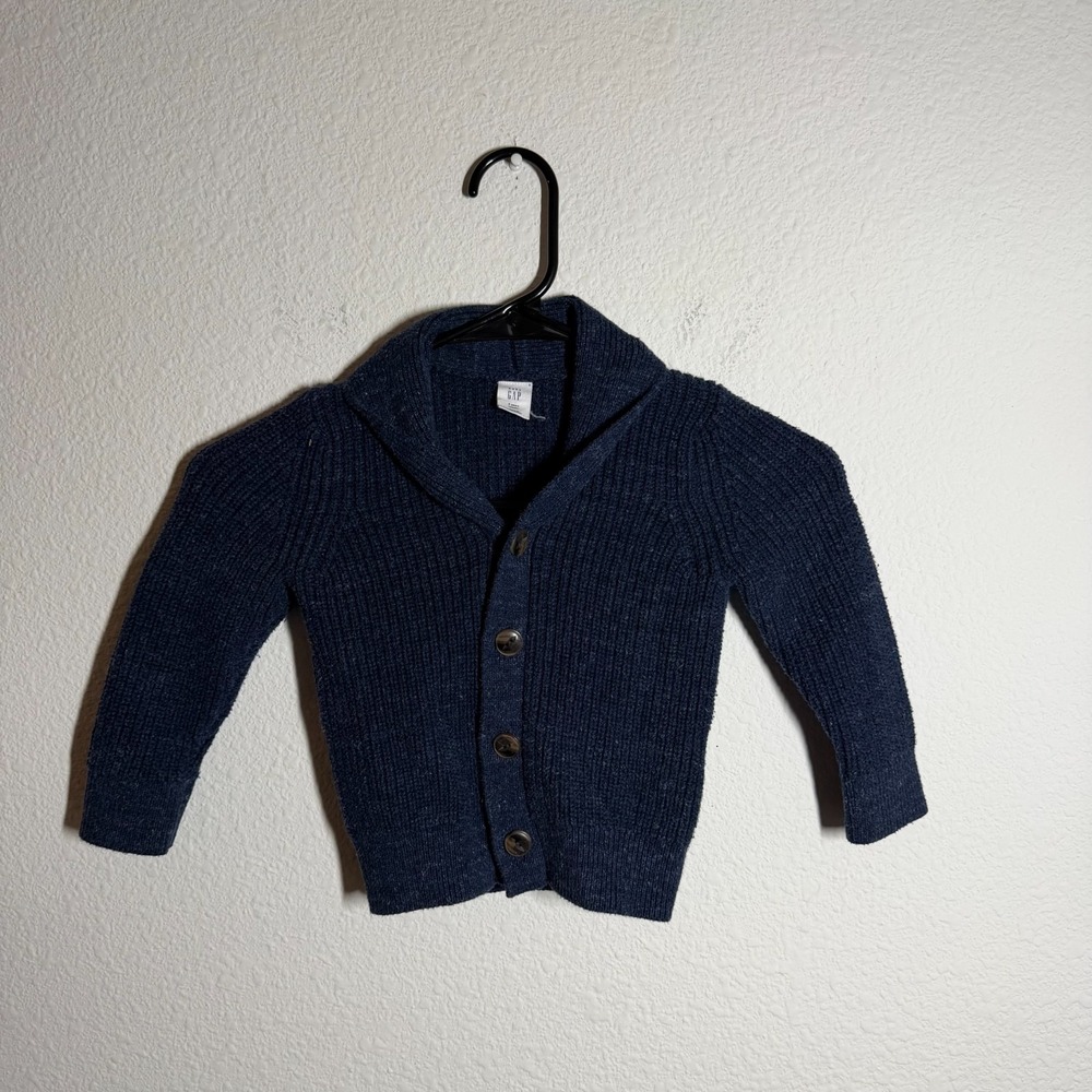 Baby Gap Cardigan Sweater Toddler 2 Years Navy Blue Shawl Collar Button Front